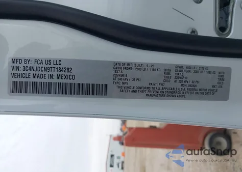 2026 Jeep Compass Limited Altitude z USA, uszkodzony, nr VIN 3C4NJDCN9TT184282